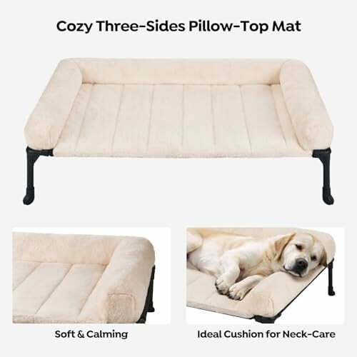 Cozy three-sides pillow-top mat with a dog resting.