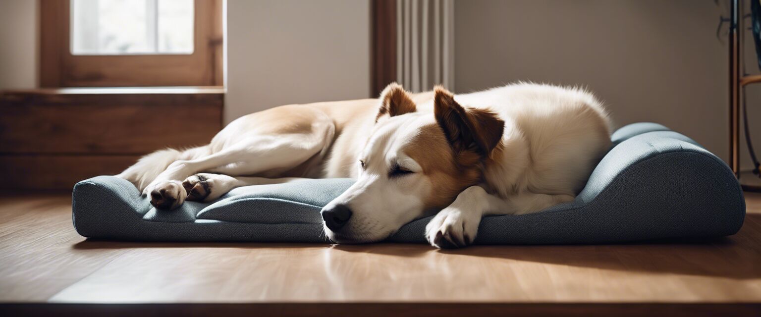 Dog enjoying elevated bed