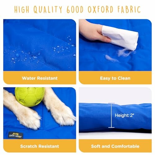 Pet mat demonstrating water resistance, easy cleaning, scratch resistance, and comfort.