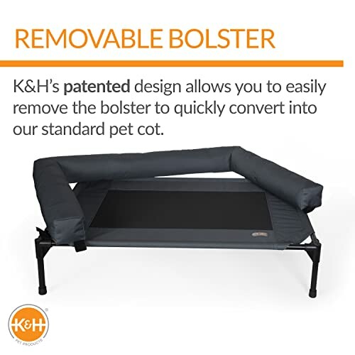 Pet cot with removable bolster design