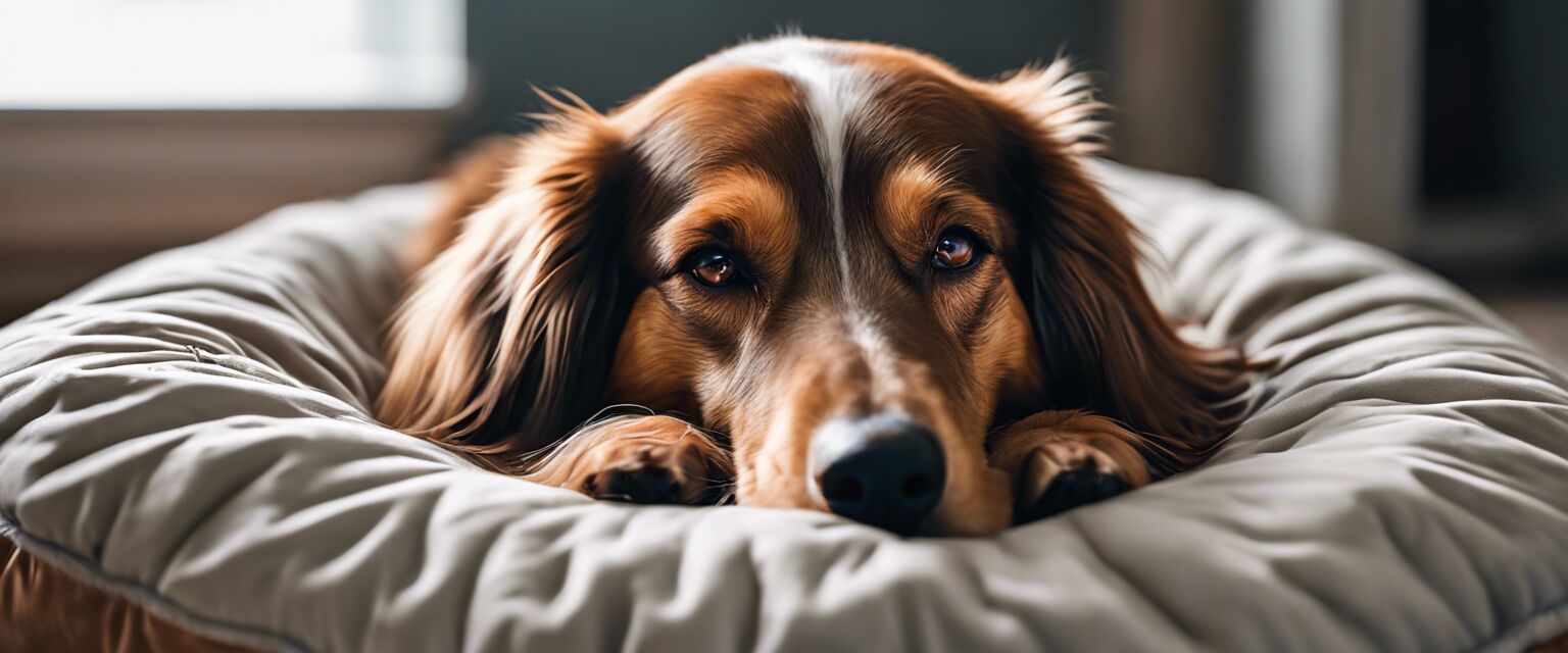 Close-up of waterproof dog bed with dog