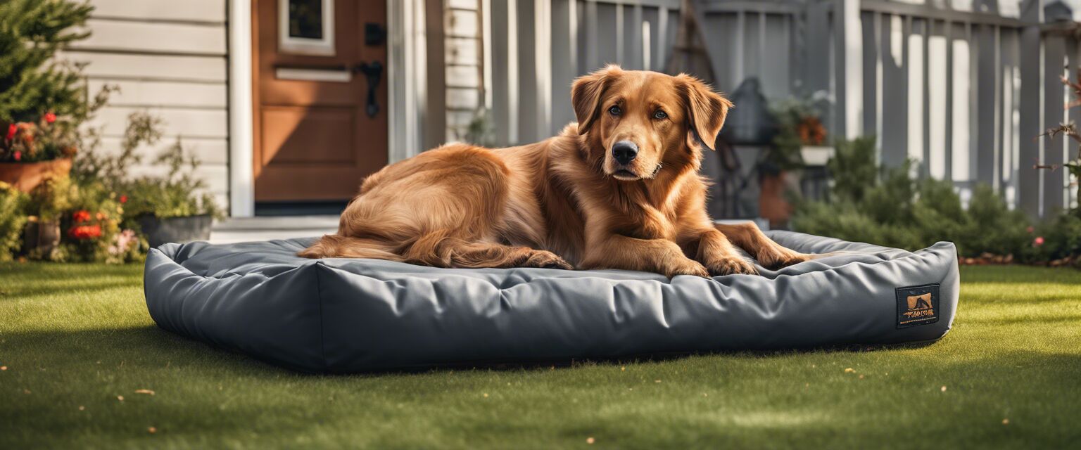 Waterproof dog bed in outdoor setting